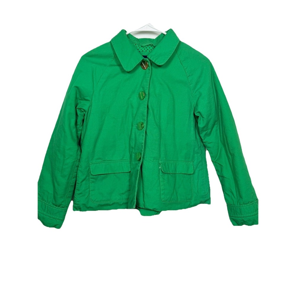 Gap Kids Green Jacket XL 12 Polka Dot Lined Peter Pan Collar Preppy